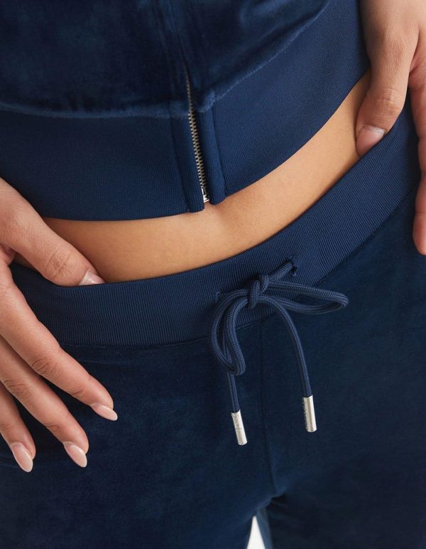 Juicy Couture Womens Rib Waist Velour Pants with Drawcord-4