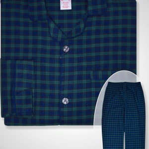 Brooks Brothers Mens Flannel Cotton Two Piece Pajama Shirt and Pants Lounge Set Tartan Plaid Mix,