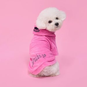Juicy Couture Bling Velour Pet Hoodie - Hot Pink - XS/S (2-7 lbs.) - Pet Hoodies for Small Dogs or Cats juicy crab