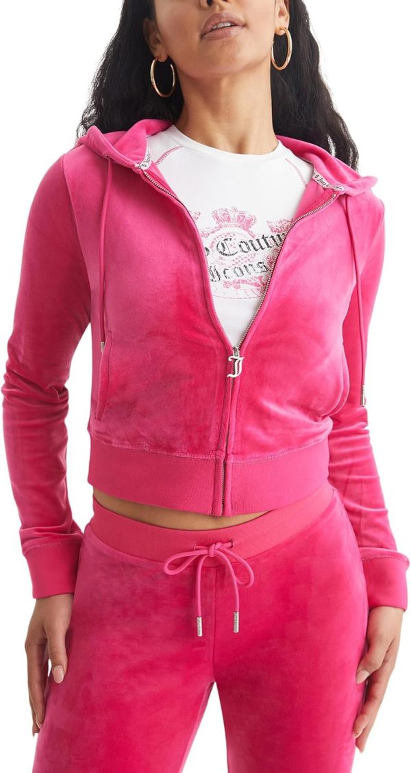 Juicy Couture womens C Solid Classic Juicy Hoodie With Back Bling solidity