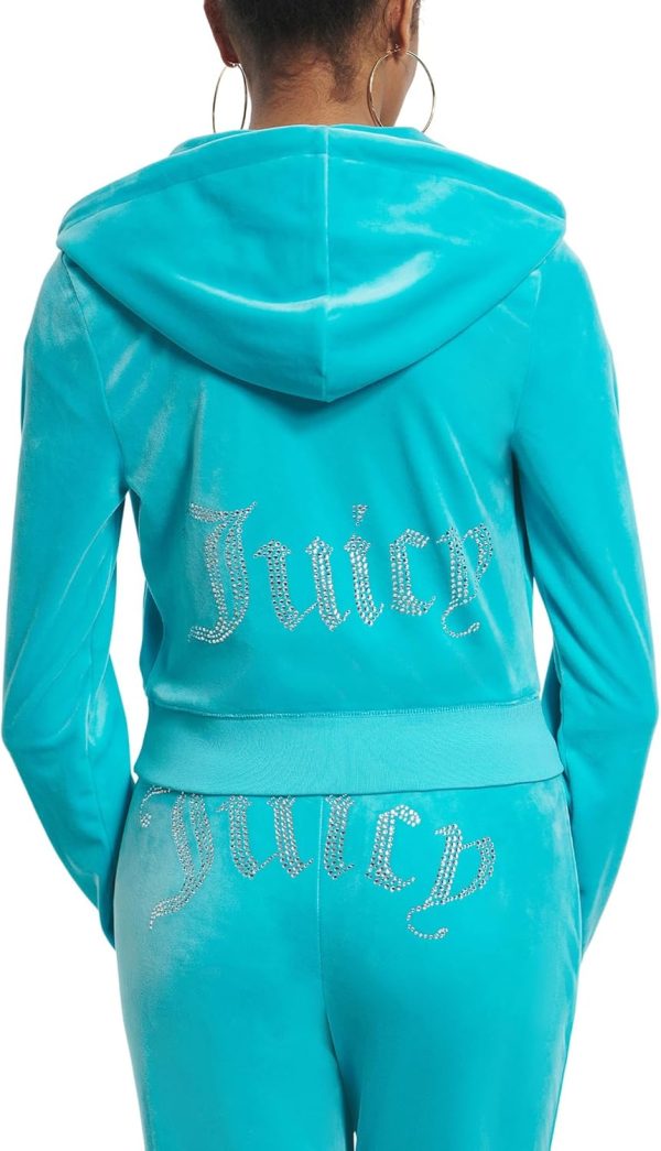 Juicy Couture womens Solid Classic Juicy Hoodie With Back Bling solidworks
