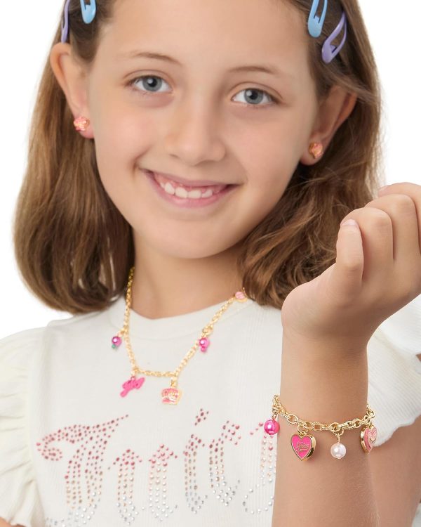 Juicy Couture Kids Charm Bracelets for Girls, Gold-Tone Girls' Bracelets with Novelty and Logo Charms, Juicy Gifts bracelets for women