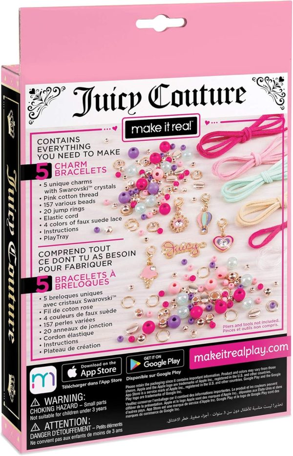 Make It Real - Juicy Couture Mini Crystal Sunshine - DIY Charm Bracelet Making Kit - Friendship Bracelet Kit with Swarovski Crystal Charms - Arts & Crafts Bead Kit for Girls - Makes 5 Bracelets juicy seafood restaurant