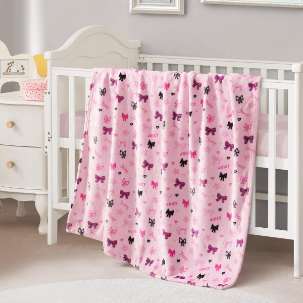 Juicy Couture Baby 40" x 50" Plush Throw, White Leopard Jungle Cozy Nursery, Crib, or Stroller Throw Blanket juicy couture