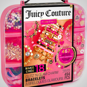 Make It Real Juicy Couture: Glitz ‘N Glam Charm Bracelets - 494pc DIY Kit, Design & Create 18 Cord & Ribbon Bracelets, Bead Jewelry, Storage Case, Girls & Kids 8+