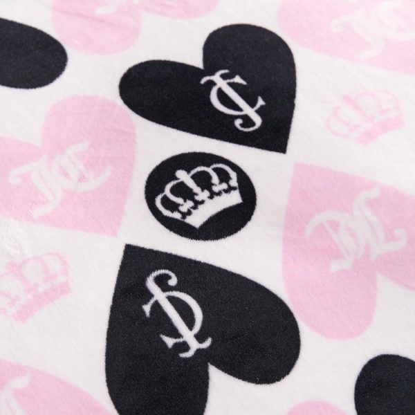 Juicy Couture Plush Reversible Queen Heart Logo 4-Piece King Comforter Set with Decorative Pillow, Pink-4