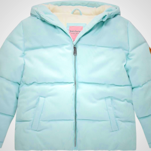 Juicy Couture Girls Coat, Faux Fur Hooded Winter Jacket, Warm Padded Parka Hoodie, Kids Heavyweight Winter Coat