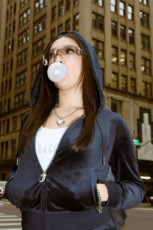 Juicy Couture Puffy Heart Necklace for Women 18"+2", Fashion Constellation Heart Necklace with Clear Stones and Logo-1