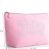 Juicy Couture Pink Makeup Bag Cosmetics Organizer Travel Essentials Top Zip Pouch Rhinestone Velour juicy