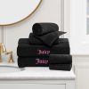Juicy Couture Alyssa Luxurious 6 Piece Bath Towel Set - (2) Bath Towels, (2) Hand Towels, and (2) Washcloths - Black Premium Bathroom Towel Set alyssa