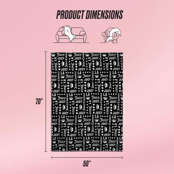 Juicy Couture - Throw Blanket | Crown Royal | Plush and Cozy | Decorative Blankets for Sofas, Chairs and Beds| Luxurious and Soft | Chic Home Decor | Measures 50" x 70" | Black/White-1