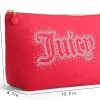 Juicy Couture Red Makeup Bag Cosmetics Organizer Travel Essentials Top Zip Pouch Rhinestone Velour bag