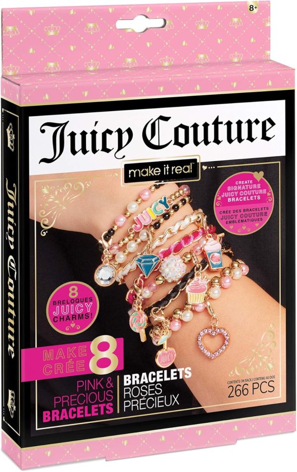 Make It Real - Juicy Couture Pink and Precious Bracelets - DIY Charm Bracelet Making Kit - Friendship Bracelet Kit with Charms, Beads & Cords - Arts & Crafts Bead Kit for Girls - Makes 8 Bracelets charmin toilet paper