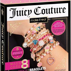 Make It Real - Juicy Couture Pink and Precious Bracelets - DIY Charm Bracelet Making Kit - Friendship Bracelet Kit with Charms, Beads & Cords - Arts & Crafts Bead Kit for Girls - Makes 8 Bracelets makeup by mario