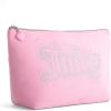 Juicy Couture Red Makeup Bag Cosmetics Organizer Travel Essentials Top Zip Pouch Rhinestone Velour makeup