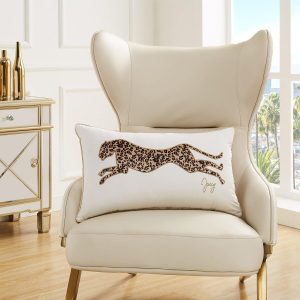 Juicy Couture – Decorative Accent Pillow Velvet Safari Leopard Premium Reversible Throw Pillow Living Room and Bedroom Décor Measures 14" x 24" Cheetah on White juicy