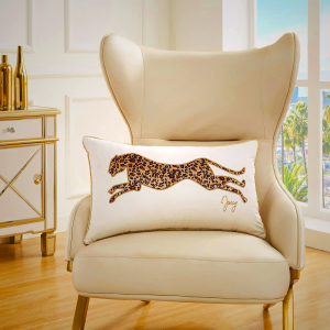 Juicy Couture – Decorative Accent Pillow Velvet Safari Leopard Premium Reversible Throw Pillow Living Room and Bedroom Décor Measures 14" x 24" Cheetah on White