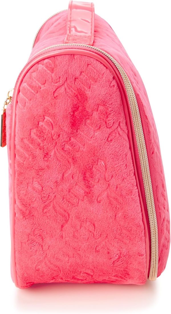 Juicy Couture Pink Makeup Bag Cosmetics Organizer Travel Essentials Hanging Hook Velour Logo pinkoi