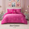 Juicy Couture Plush Reversible Embossed Crown 4-Piece Full/Queen Comforter Set with Decorative Pillow, Hot Pink reversible reaction