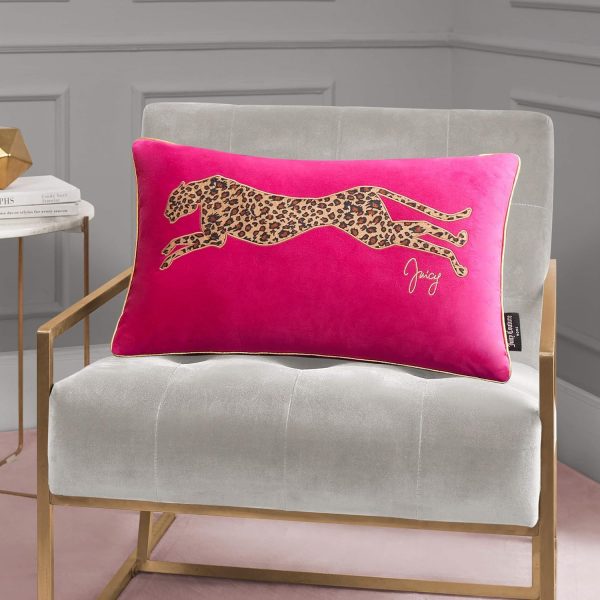 Juicy Couture Rectangle Decorative Accent, Premium Reversible Throw Pillow, Living Room and Bedroom Décor, 14"x24", Cheetah Hot Pink-4