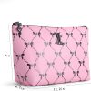 Juicy Couture Pink Makeup Bag Cosmetics Organizer Travel Essentials Top Zip Pouch Black Bow-4