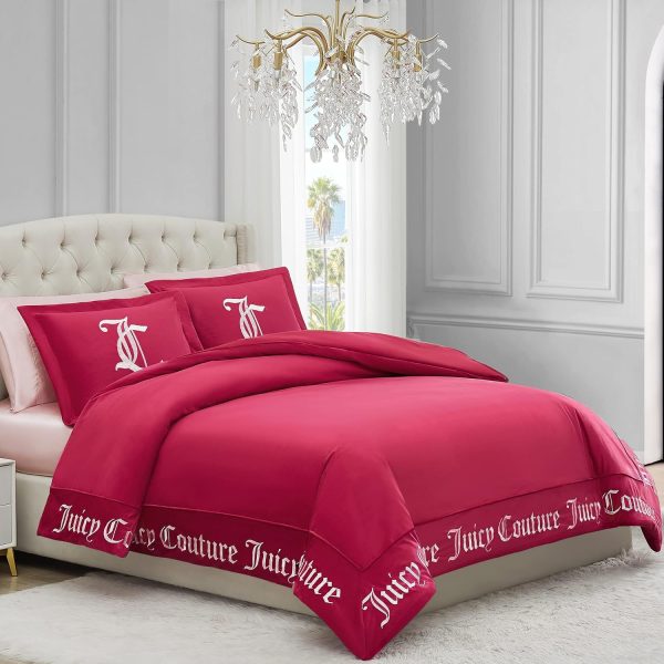 Juicy Couture - Comforter Set - Gothic Design Bedding - Queen - 3 Piece Set Includes (1) 90" x 92" Comforter and (2) 20" x 26" Shams - Wrinkle Resistant - Premium Bedroom Decor - Hot Pink-4