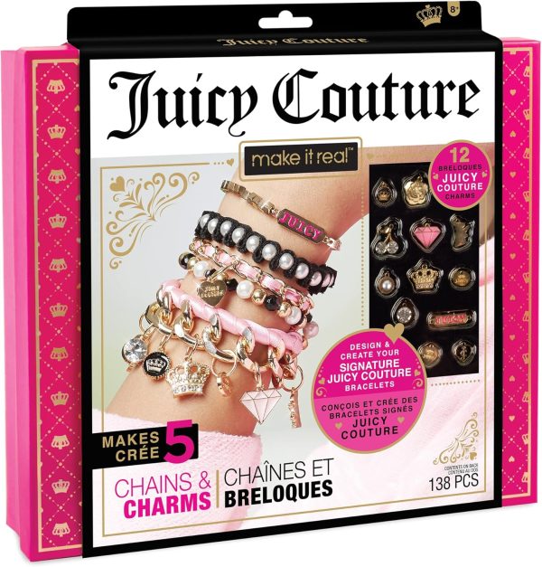Make It Real: Juicy Coture Chains & Charms, DIY Bracelet Kit, Includes 12 Juicy Coture Charms, Makes Up to 5 Bracelets, Helps Young Girls Develop Fine Motor & Visual Skills, for Ages 8 and up-0