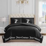 Juicy Couture - Comforter Set - Gothic Design Bedding - Full/Queen - 3 Piece Set Includes (1) 90" x 92" Comforter and (2) 20" x 26" Shams - Wrinkle Resistant - Premium Bedroom Decor - Black-0