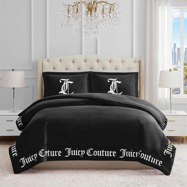 Juicy Couture - Comforter Set - Gothic Design Bedding - Full/Queen - 3 Piece Set Includes (1) 90" x 92" Comforter and (2) 20" x 26" Shams - Wrinkle Resistant - Premium Bedroom Decor - Black-0