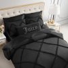 Juicy Couture Diamond Queen Comforter Set - Ruffle 3-Piece Machine Washable Reversible Bedding Comforter Set, Black juicy seafood