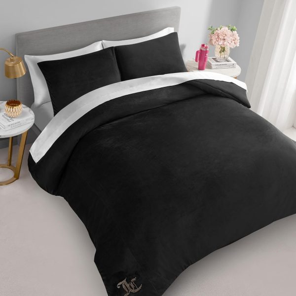 Juicy Couture Black Velour Full/Queen Comforter Set - 3 Piece Luxury Bedding Ensemble full house