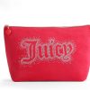 Juicy Couture Red Makeup Bag Cosmetics Organizer Travel Essentials Top Zip Pouch Rhinestone Velour couture mini clutch