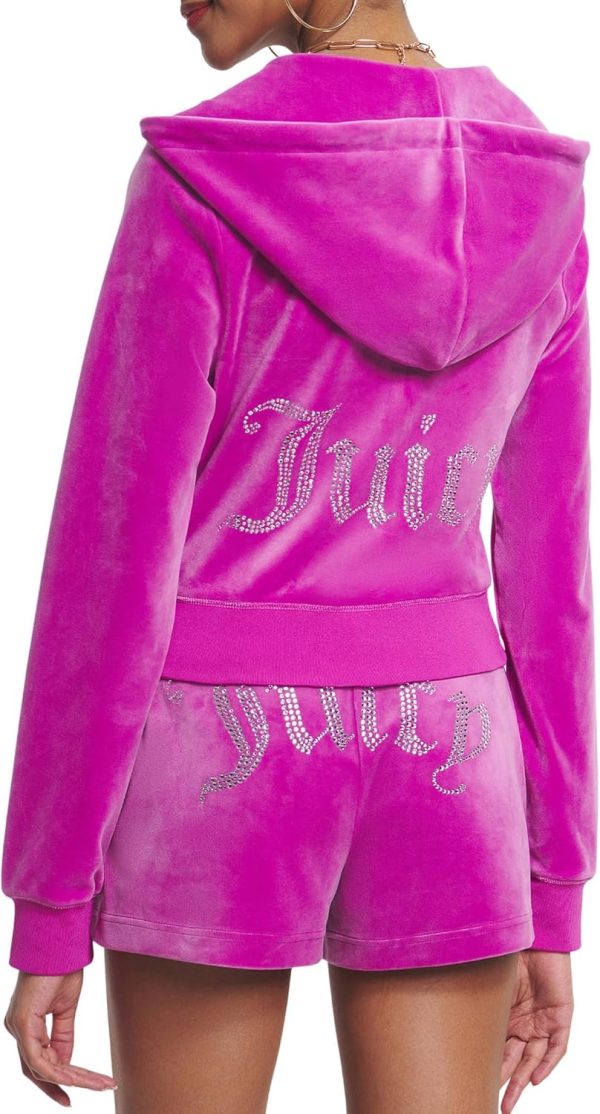 Juicy Couture womens Solid Classic Juicy Hoodie With Back Bling solidity