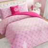 Juicy Couture Plush Reversible Trellis Link 4-Piece King Comforter Set with Decorative Pillow, Pink couture font