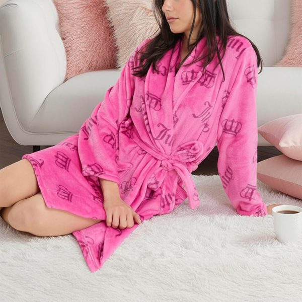 Juicy Couture Women's Super Soft Luxe Plush Shawl Collar Robe-3