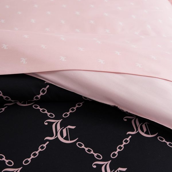 Juicy Couture Black Link Logo Printed Comforter Set, Queen – Complete 8-Piece Bed in a Bag Collection-3