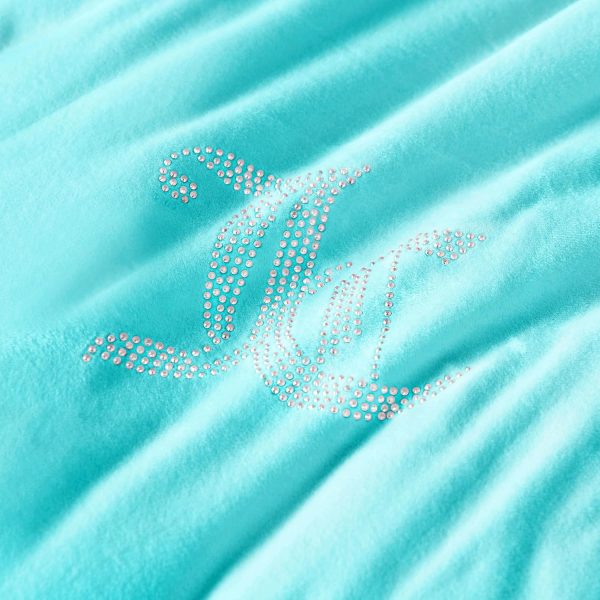 Juicy Couture Blue Crush Velour Full/Queen Comforter Set - 3 Piece Luxury Bedding Ensemble-3