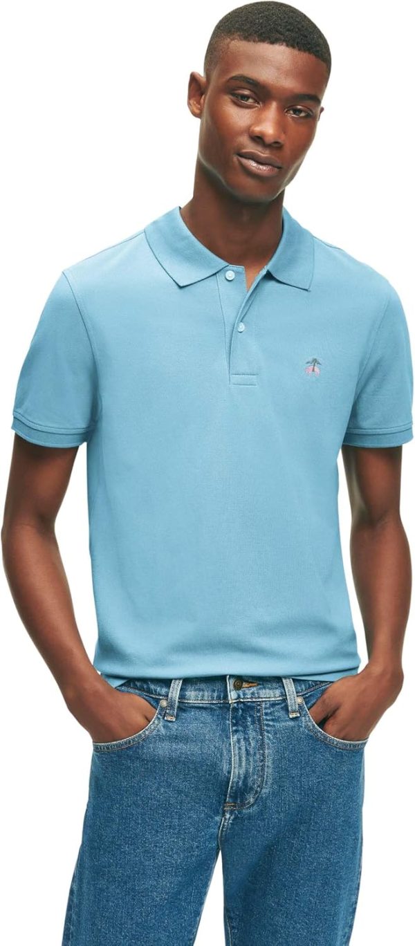 Brooks Brothers Mens Short Sleeve Cotton Pique Stretch Logo Polo Shirt sleeve