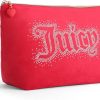 Juicy Couture Red Makeup Bag Cosmetics Organizer Travel Essentials Top Zip Pouch Rhinestone Velour juicy couture