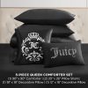 Juicy Couture Glam Night Black Stripe Queen/Full Size Comforter Bedding Set Ensemble - 5 Piece Set juicy seafood