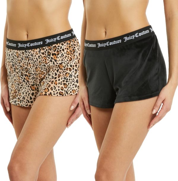 Juicy Couture Velvet Fleece Shorts 2 Piece Designer Pajama Set for Women, 2-Pack Sleep and Lounge Shorts-1