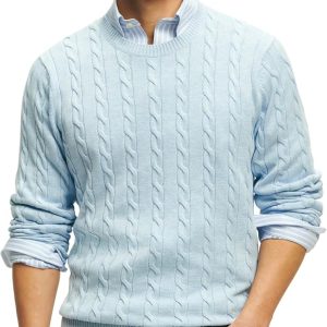 Brooks Brothers Men's Long Sleeve Crew Neck Supima Cotton Sweater, Light Blue, Medium brothers movie