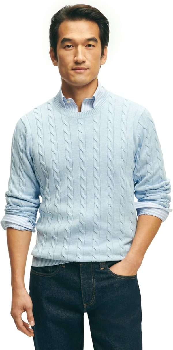Brooks Brothers Men's Long Sleeve Crew Neck Supima Cotton Sweater, Light Blue, Medium brothers movie