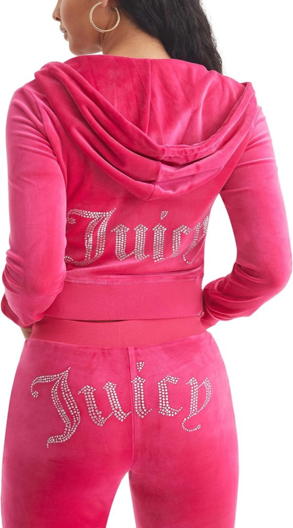 Juicy Couture womens C Solid Classic Juicy Hoodie With Back Bling juicy made