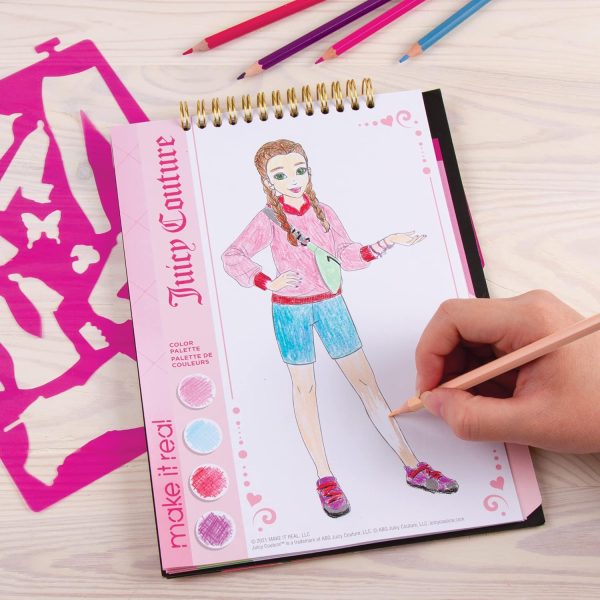 Make It Real Juicy Couture: Fashion Design Sketchbook, Includes 137 Stickers & Stencils, Draw Sketch & Create, Fashion Coloring Book, Tweens & Girls, Kids Ages 6+-4