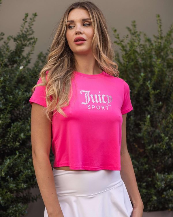 Juicy Couture Women's Cap Sleeve Crop Top Shirts – Athletic Workout, Gym, Yoga & Everyday Activewear (Plus)-2