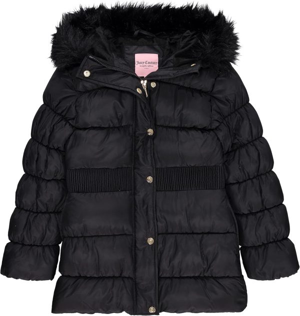 Juicy Couture Girls Coat, Faux Fur Hooded Winter Jacket, Warm Padded Parka Hoodie, Kids Heavyweight Winter Coat couture mini clutch