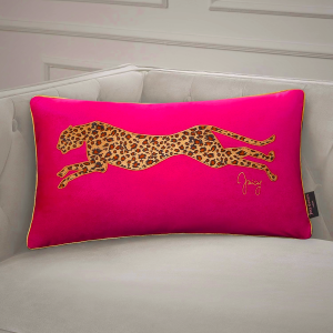 Juicy Couture Reversible Velvet Cheetah Pillow, 18" x 18" Decorative Pillow, Black