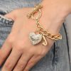 Juicy Couture Bracelet 7-7.5", Goldtone Heart Charm and Toggle Bracelets for Women, Juicy Jewelry-1