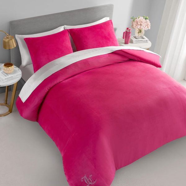 Juicy Couture Hot Pink Velour Full/Queen Comforter Set - 3 Piece Luxury Bedding Ensemble couture pop ups